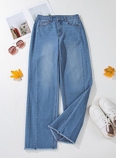 Straight Leg Jeans for Women,High Waisted Wide Leg Loose Stretchy Boyfriend Denim Pants Baggy Jeans for Women